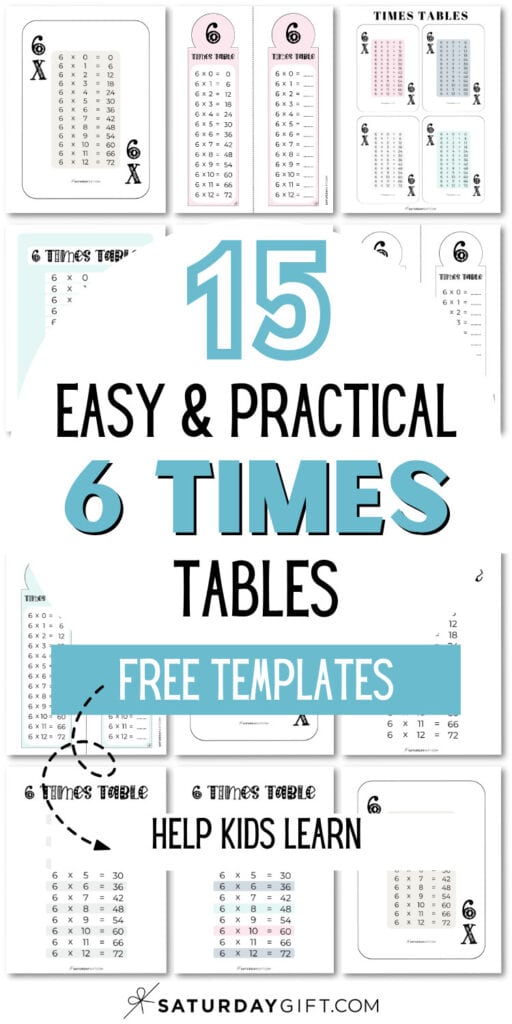 15 Easy & Practical 6 Times Tables Free Templates - Help Kids Learn | SaturdayGift