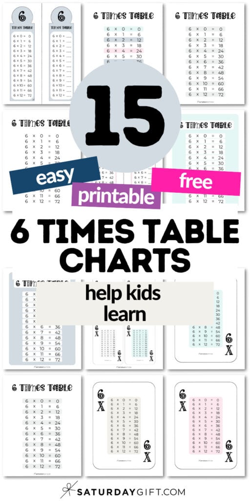 15 Easy & Printable 6 Times Table Charts - Help Kids Learn | SaturdayGift
