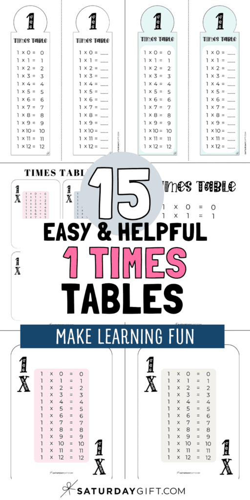 15 Easy and Helpful 1 Times Tables - Make Learning Fun | SaturdayGift