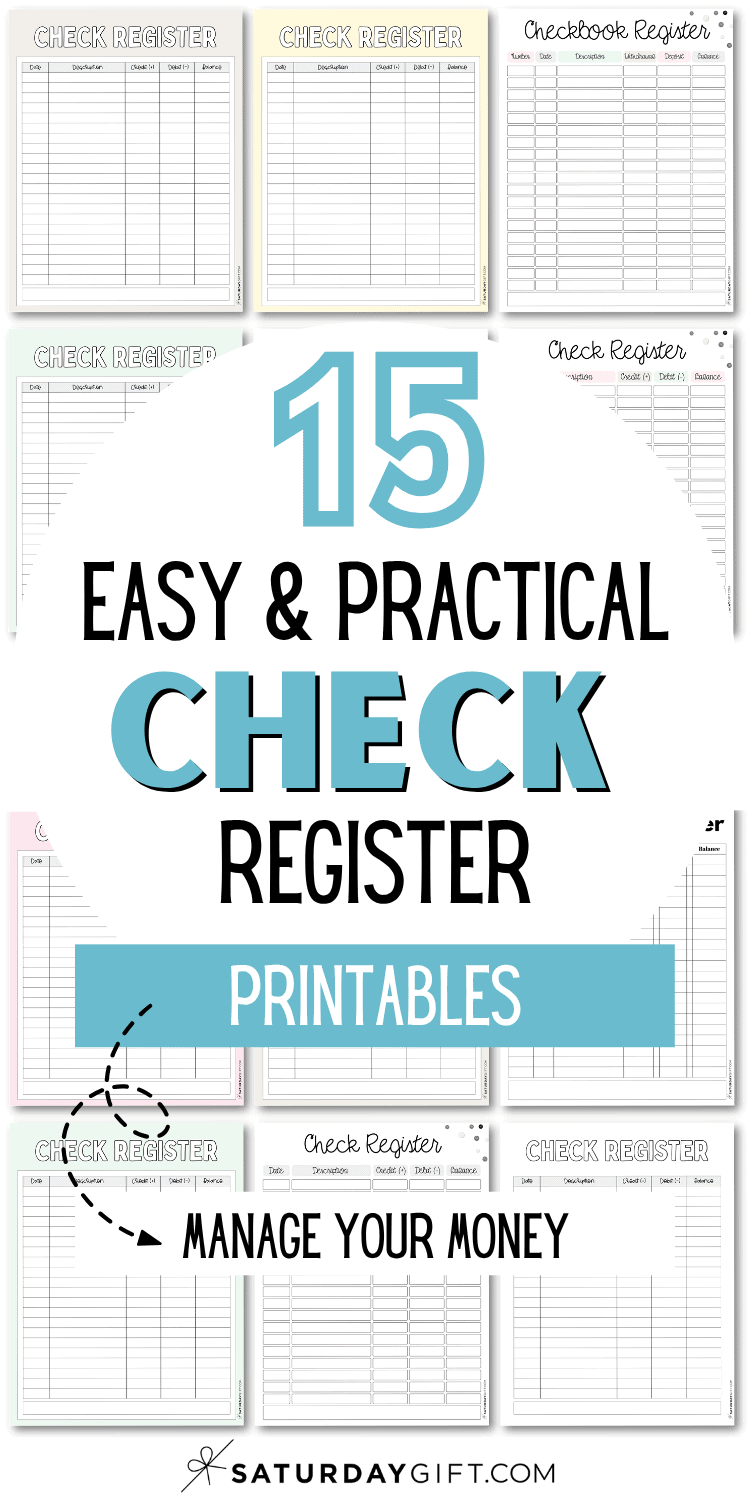 15 Easy and Practical Check Register Printables | SaturdayGift