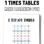15 Free Printable 1 Times Tables - Make Learning Fun | SaturdayGift