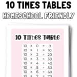 15 Free Printable 10 Times Tables - Homeschool Friendly | SaturdayGift