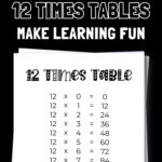 15 Free Printable 12 Times Tables - Make Learning Fun | SaturdayGift