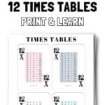 15 Free Printable 12 Times Tables - Print & Learn | SaturdayGift