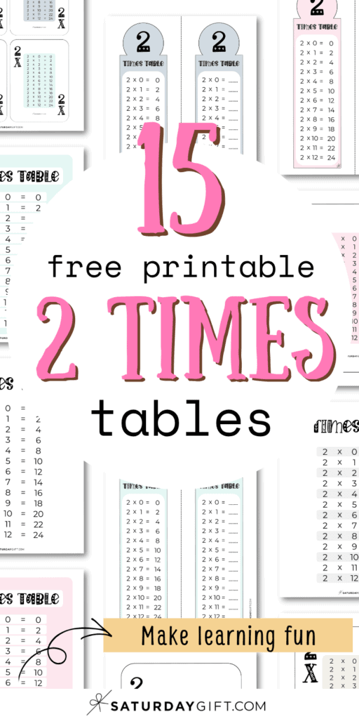 15 Free Printable 2 Times Tables - Make Learning Fun | SaturdayGift