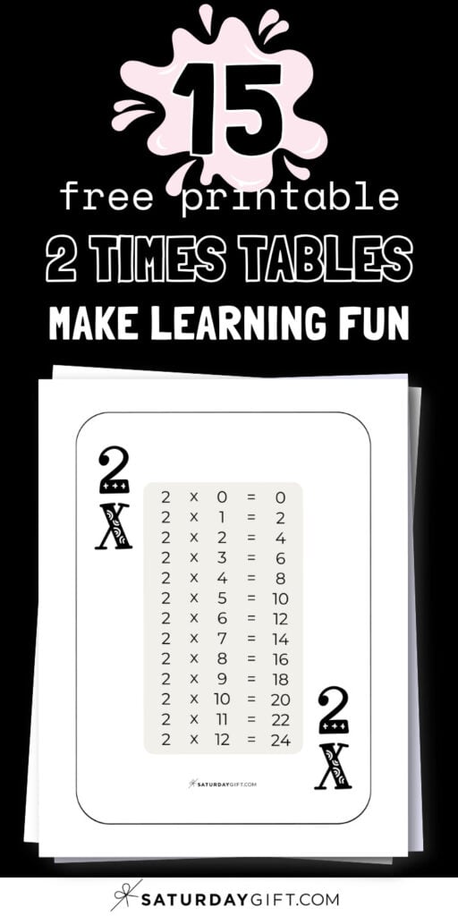 15 Free Printable 2 Times Tables - Make Learning Fun | SaturdayGift