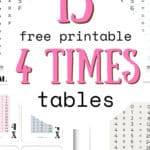 15 Free Printable 4 Times Tables - Practice Math Facts | SaturdayGift