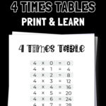 15 Free Printable 4 Times Tables - Print & Learn | SaturdayGift