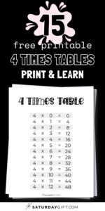 4 Times Table Chart - 15 Cute & Free Printables | SaturdayGift