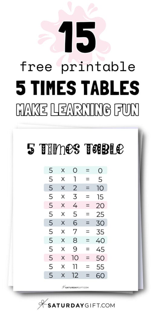 15 Free Printable 5 Times Tables - Make Learning Fun | SaturdayGift