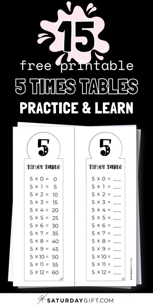 15 Free Printable 5 Times Tables - Practice & Learn | SaturdayGift