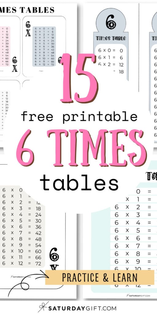 15 Free Printable 6 Times Tables - Practice & Learn | SaturdayGift