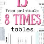 15 Free Printable 8 Times Tables - Easy to Print | SaturdayGift