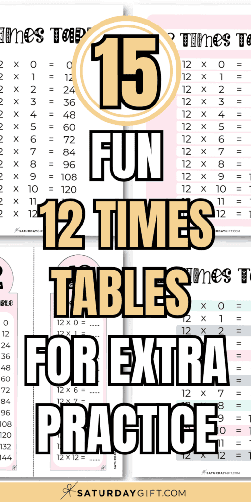15 Fun 12 Times Tables for Extra Practice | SaturdayGift