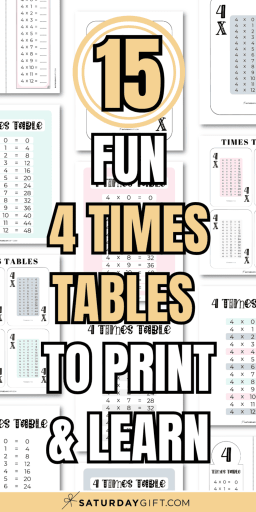 15 Fun 4 Times Tables to Print & Learn | SaturdayGift