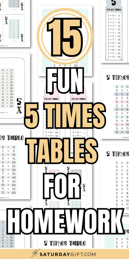 15 Fun 5 Times Tables for Homework | SaturdayGift