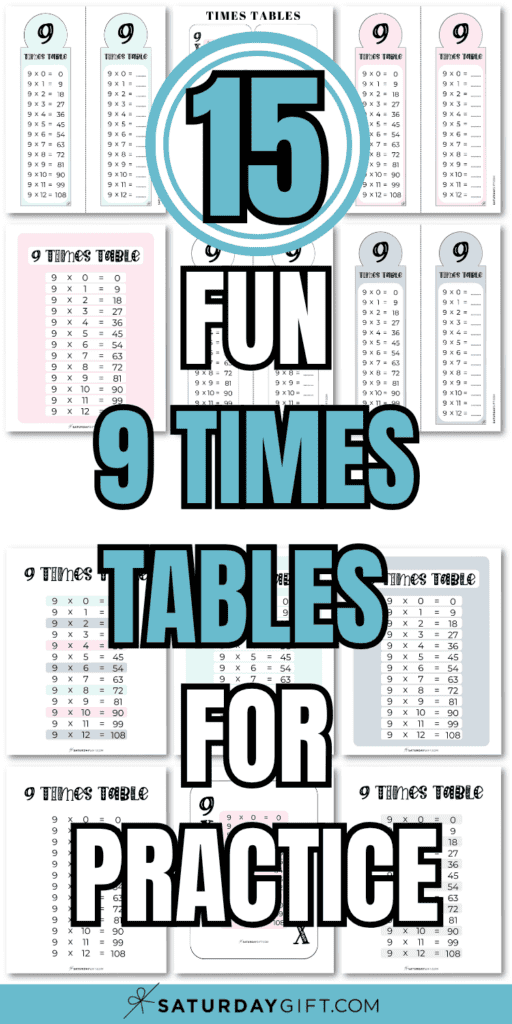 15 Fun 9 Times Tables for Practice | SaturdayGift