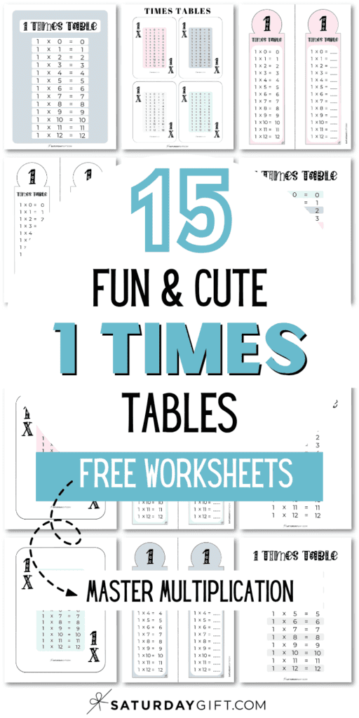 15 Fun & Cute 1 Times Tables Free Worksheets - Master Multiplication | SaturdayGift