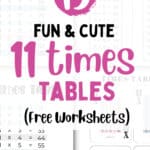 15 Fun & Cute 11 Times Tables - Free Worksheets _ SaturdaGift