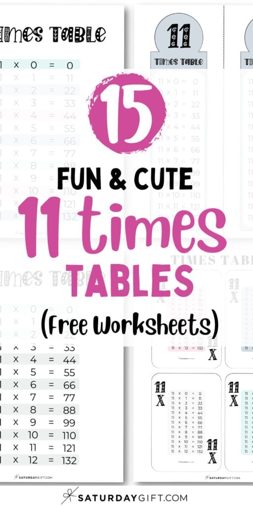 15 Fun & Cute 11 Times Tables - Free Worksheets _ SaturdaGift