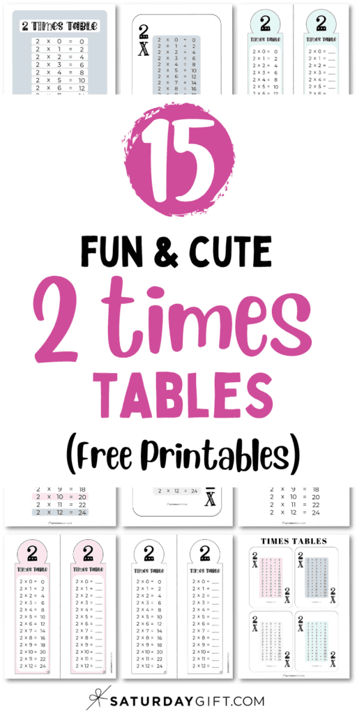 15 Fun & Cute 2 Times Tables - Free Printables | SaturdayGift