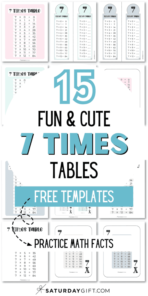 15 Fun & Cute 7 Times Tables | SaturdayGift