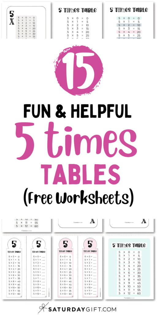 15 Fun & Helpful 5 Times Tables - Free Worksheets | SaturdayGift
