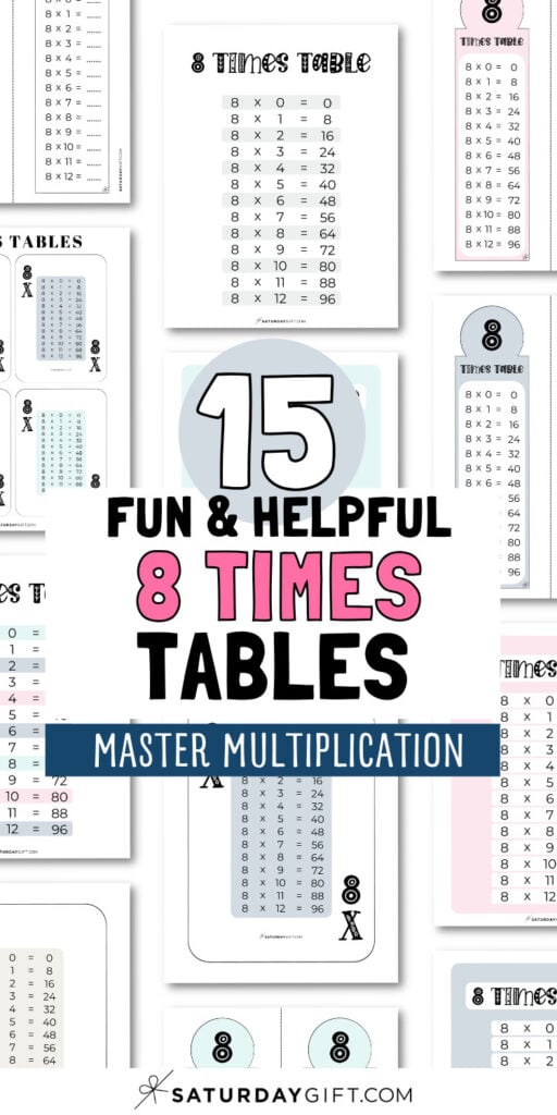 15 Fun & Helpful 8 Times Tables - Master Multiplication | SaturdayGift