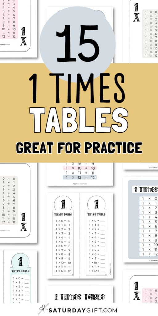 15 One Times Tables - Great for Practice | SaturdayGift