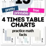 15 Pretty Printable 4 Times Table Charts - Practice Math Facts | SaturdayGift
