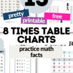 15 Pretty & Printable 8 Times Table Charts - Practice Math Facts | SaturdayGift