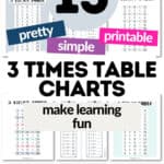 15 Pretty & Simple 3 Times Table Charts - Make Learning Fun | SaturdayGift