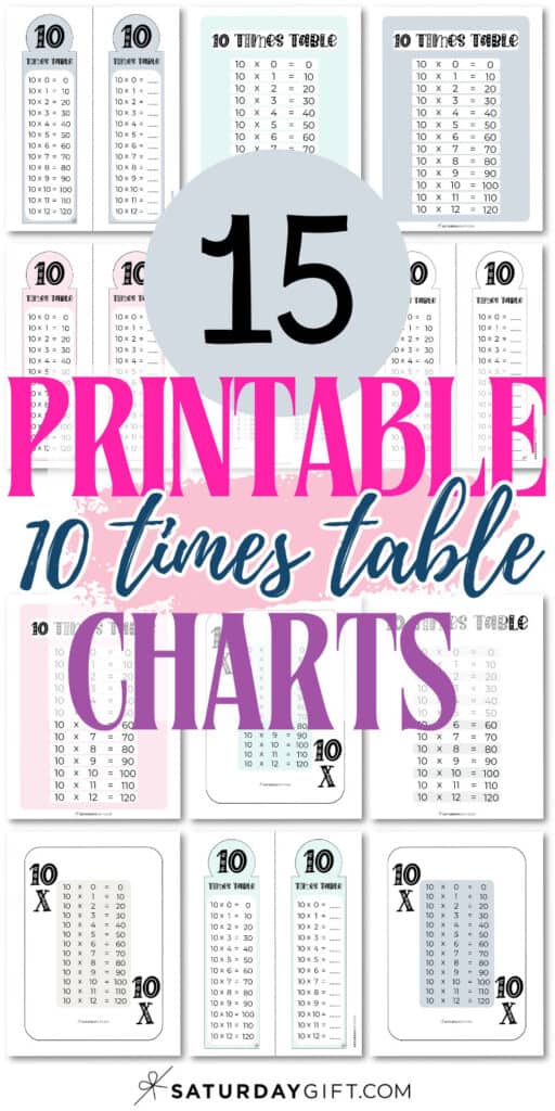15 Printable 10 Times Table Charts | SaturdayGift
