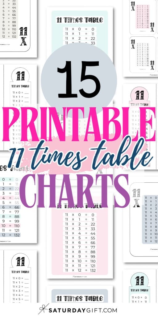 15 Printable 11 Times Table Charts | SaturdayGift