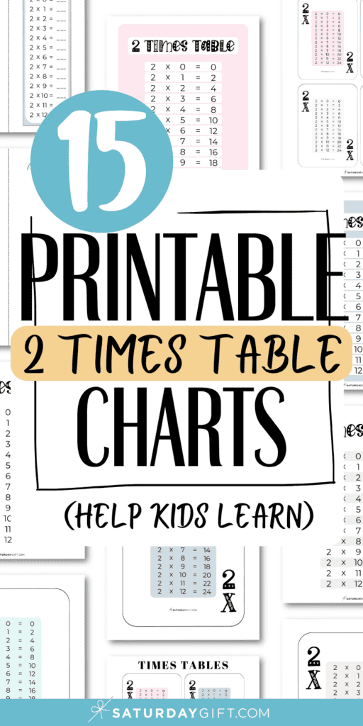 15 Printable 2 Times Table Charts - Help Kids Learn | SaturdayGift