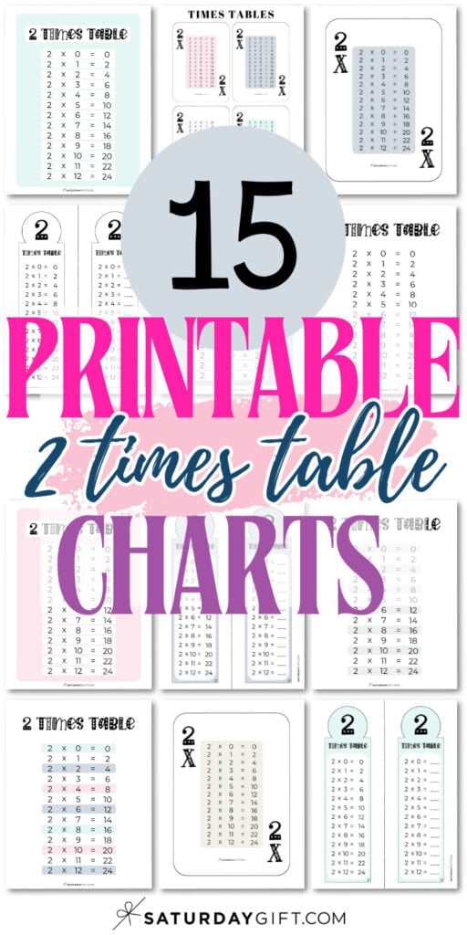 15 Printable 2 Times Table Charts | SaturdayGift