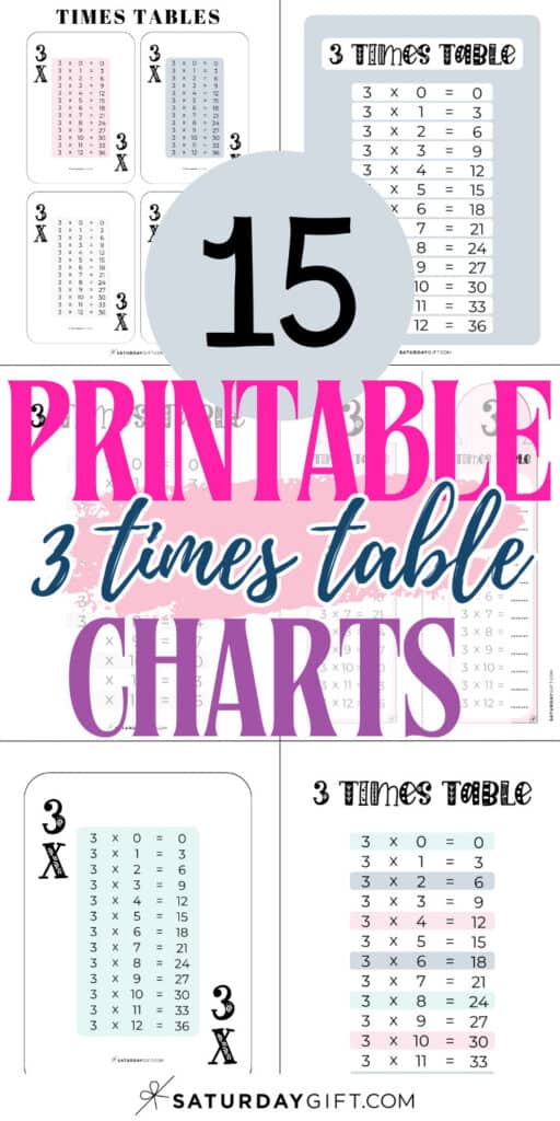15 Printable 3 Times Table Charts | SaturdayGift