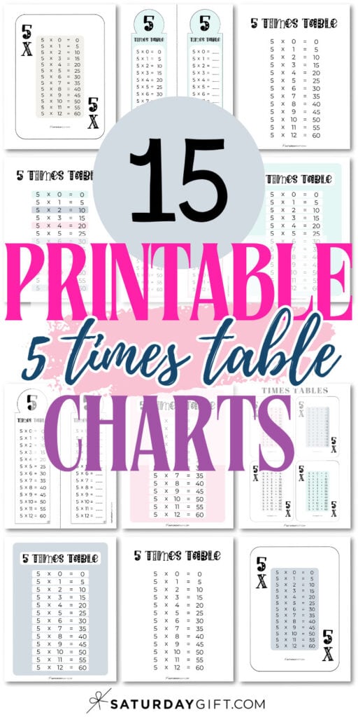 15 Printable 5 Times Table Charts | SaturdayGift