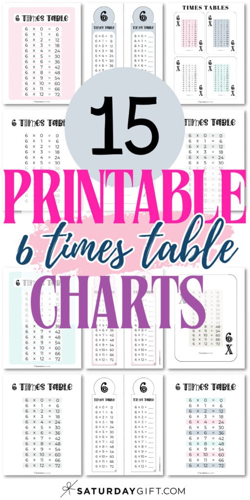 15 Printable 6 Times Table Charts | SaturdayGift