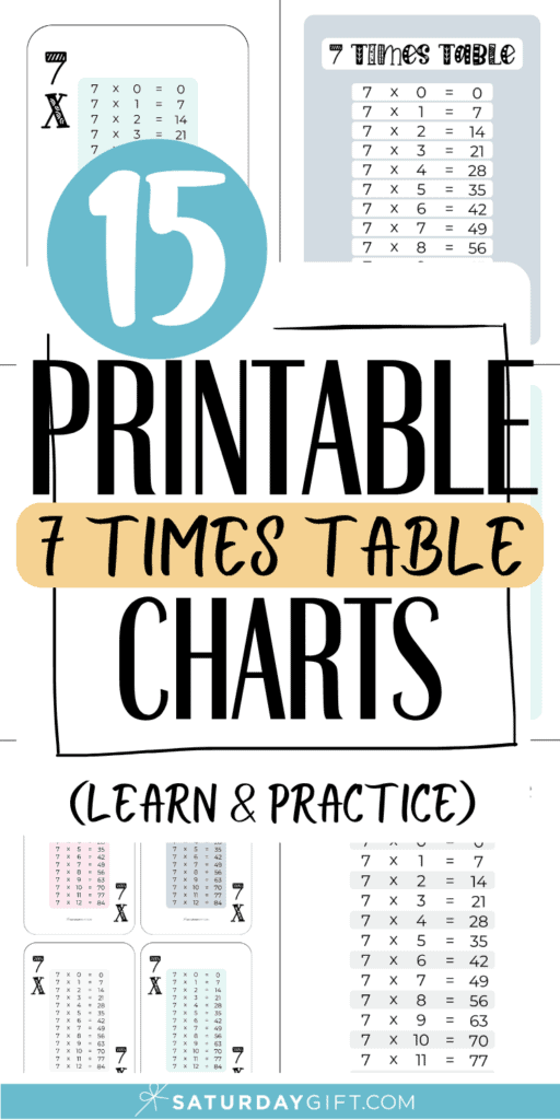15 Printable 7 Times Table Charts - Learn & Practice | SaturdayGift