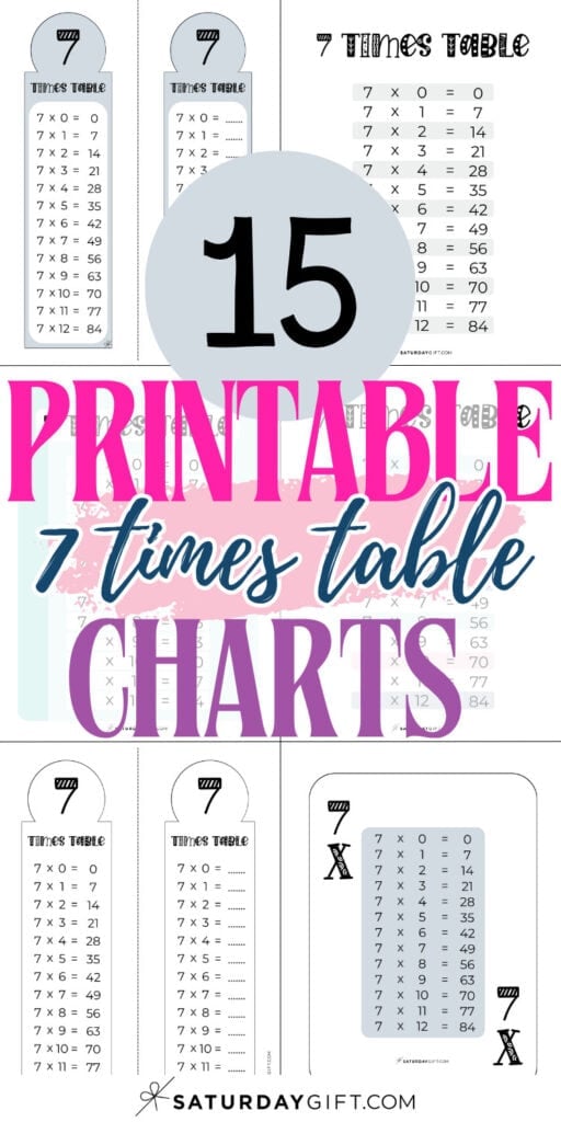 15 Printable 7 Times Table Charts | SaturdayGift
