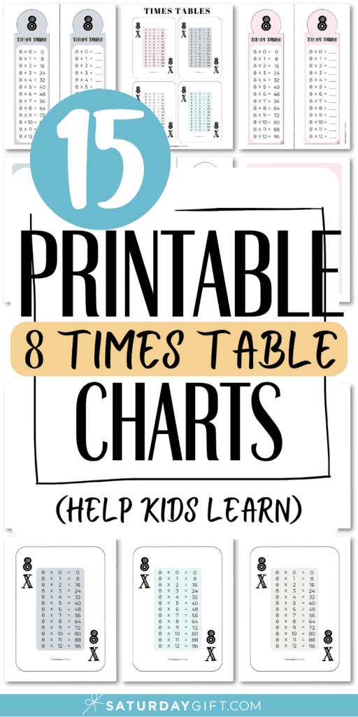 15 Printable 8 Times Table Charts - Help Kids Learn | SaturdayGift