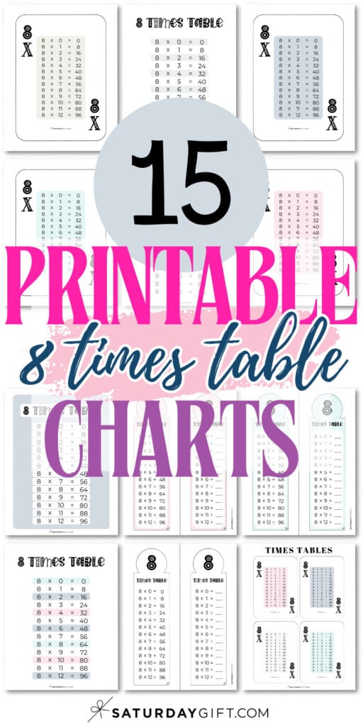 15 Printable 8 Times Table Charts | SaturdayGift