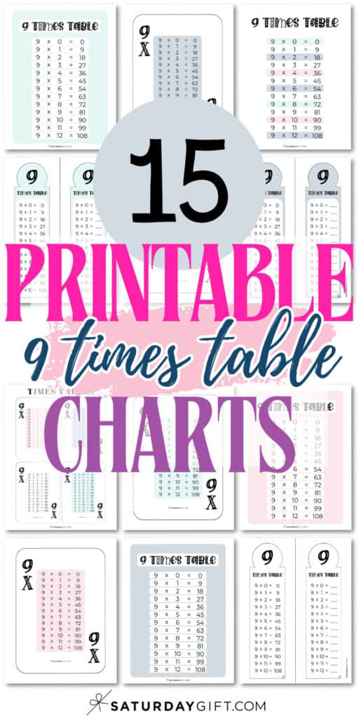 15 Printable 9 Times Table Charts | SaturdayGift