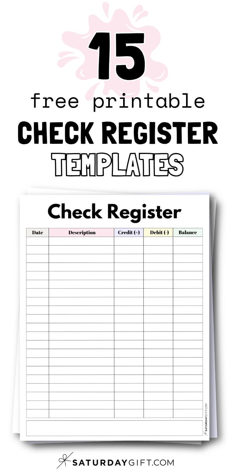 15 Printable Check Register Templates | SaturdayGift