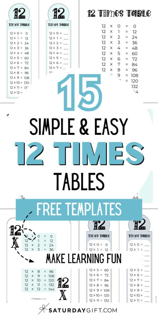 15 Simple & Easy 12 Times Tables Free Templates - Make Learning Fun | SaturdayGift
