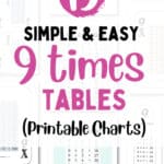 15 Simple & Easy 9 Times Tables - Printable Charts | SaturdayGift