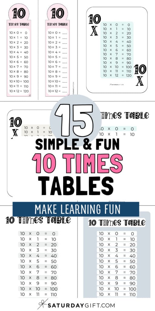 15 Simple & Fun 10 Times Tables - Make Learning Fun _ SaturdaGift