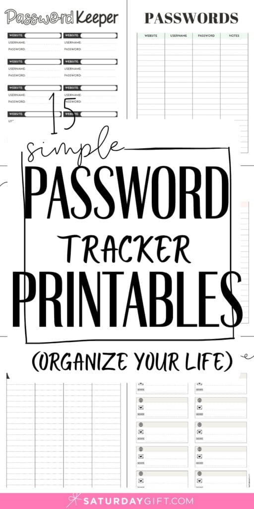15 Simple Password Tracker Printables | SaturdayGift