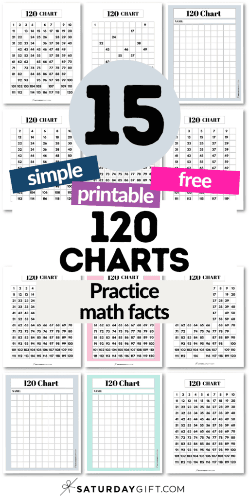 15 Simple Printable & Free 120 Charts - Practice Math Facts | SaturdayGift